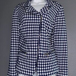 Chico’s  Navy Houndstooth Blazer Size M (2)